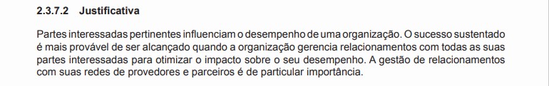 justificativa 7º principio da Qualidade Gestão de Relacionamento